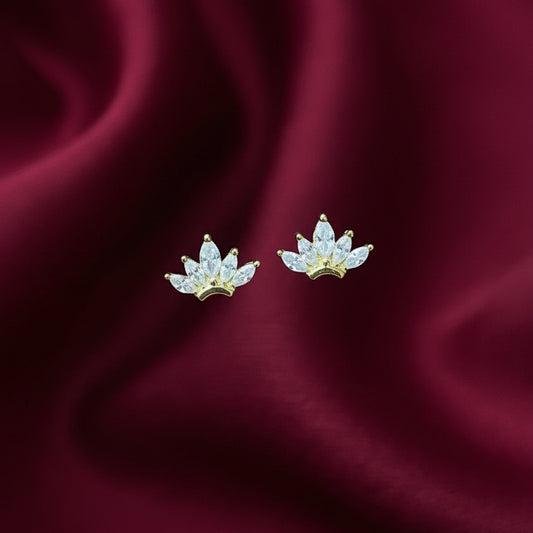 92.5 Silver Gold Plated Five Leaf Earrings | Premium Floral Design | Jewellery
