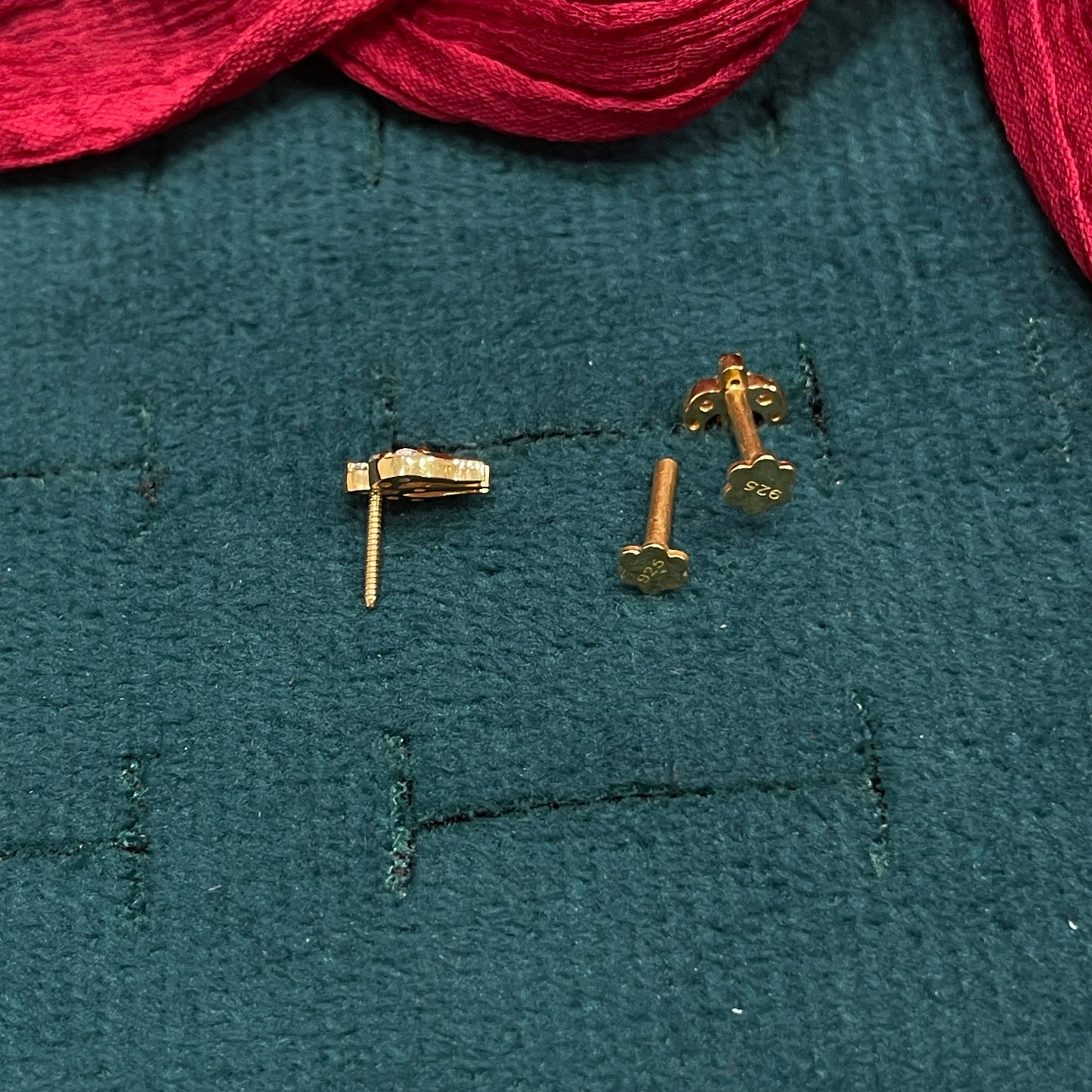 925 Silver Gold Plated Trishul Studs