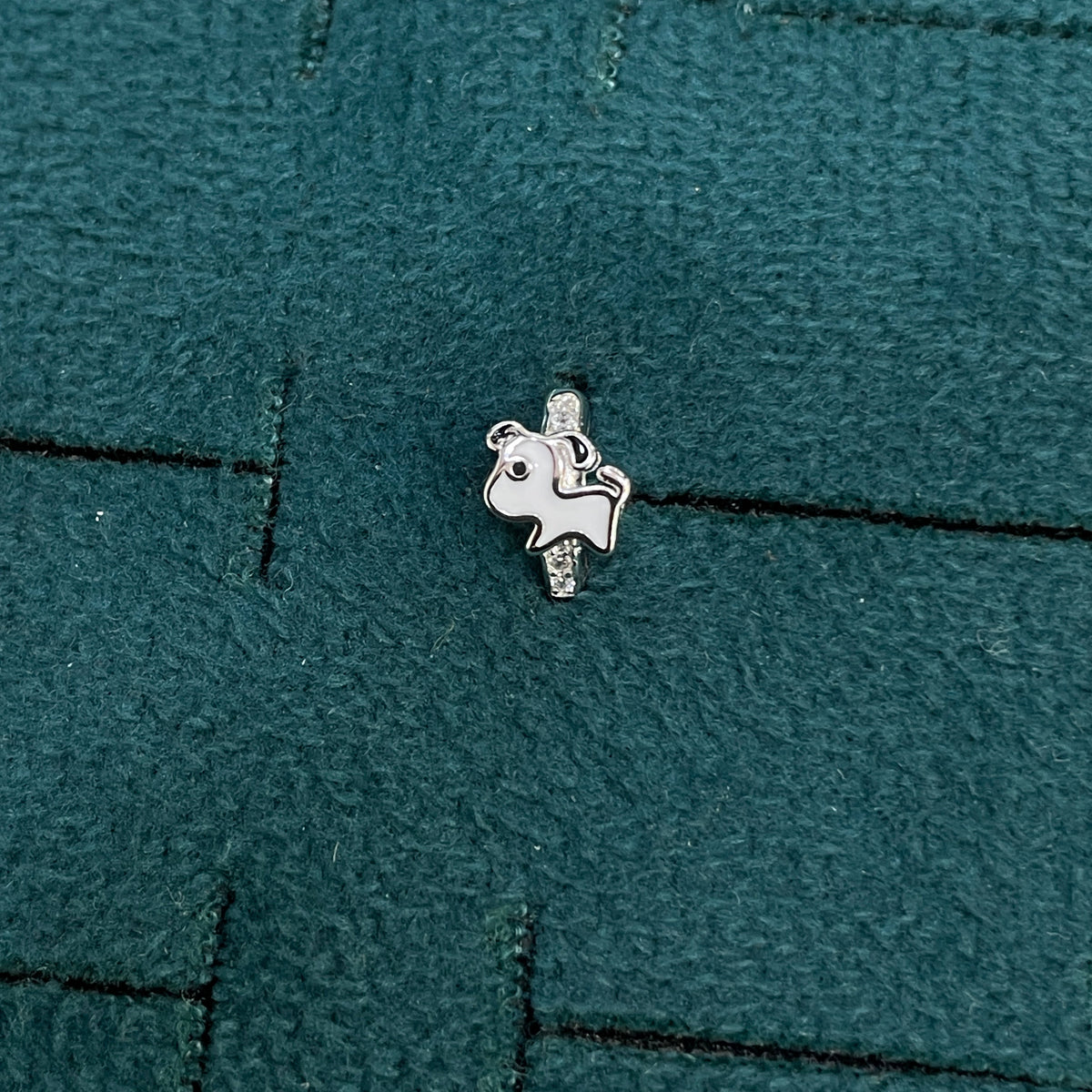 92.5 Silver Enamel Puppy Huggie Hoop Earrings for Girls