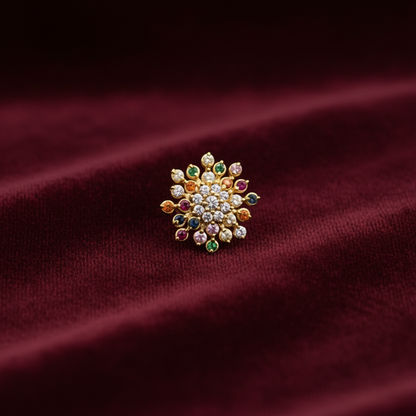 92.5 Silver Gold Plated Multicolor Nose Pin for Women | Stylish Vibrant Design | Elegant Jewellery