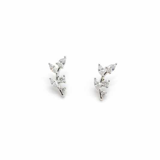 925 Silver Helix Leaf Studs - Ball back