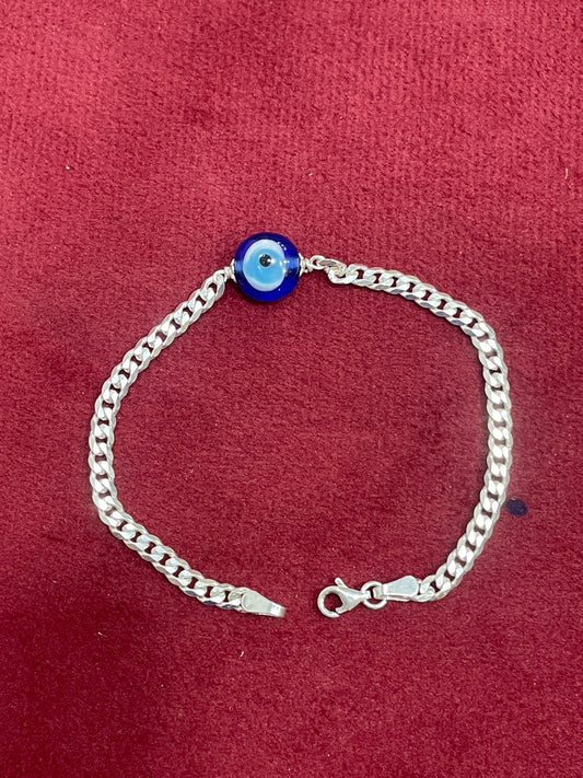 925 Silver Evil Eye curb bracelet- 7 inch