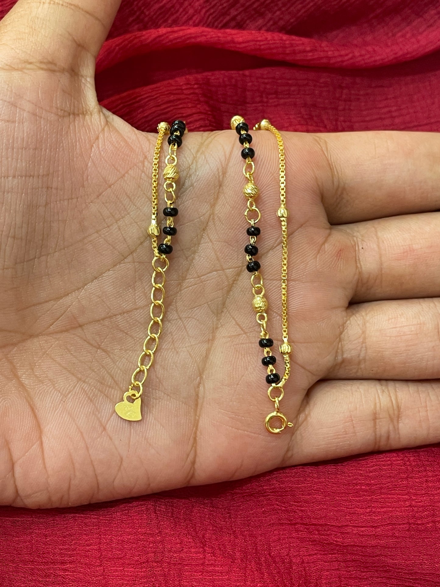 92.5 Silver Gold Plated Classy Black Bead Bracelet for Women 7.5 Inches | Stylish Elegant Design | Traditional Jewellery