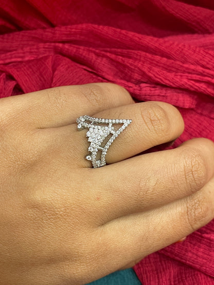 92.5 Silver Stylish Ring for Women Size 14 | Sleek Elegant Design | Daily Wear Jewellery