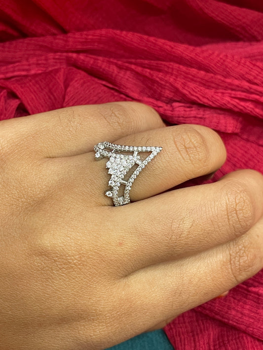 92.5 Silver Stylish Ring for Women Size 14 | Sleek Elegant Design | Daily Wear Jewellery