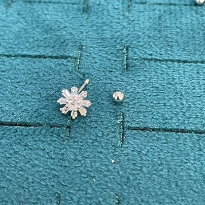 925 Silver Starburst Stud Earrings | CZ Sparkle Daily Wear Earrings with Ball Screw Back pair