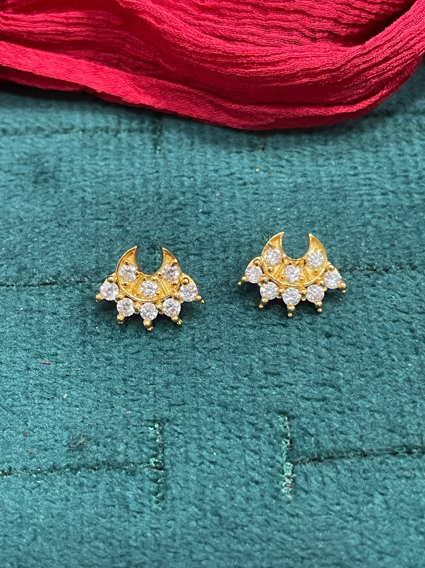 925 Silver Gold Plated Chandbali Studs