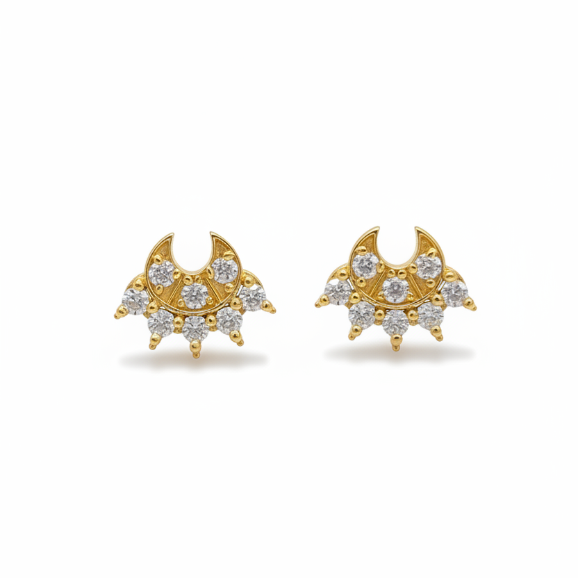 925 Silver Gold Plated Chandbali Studs