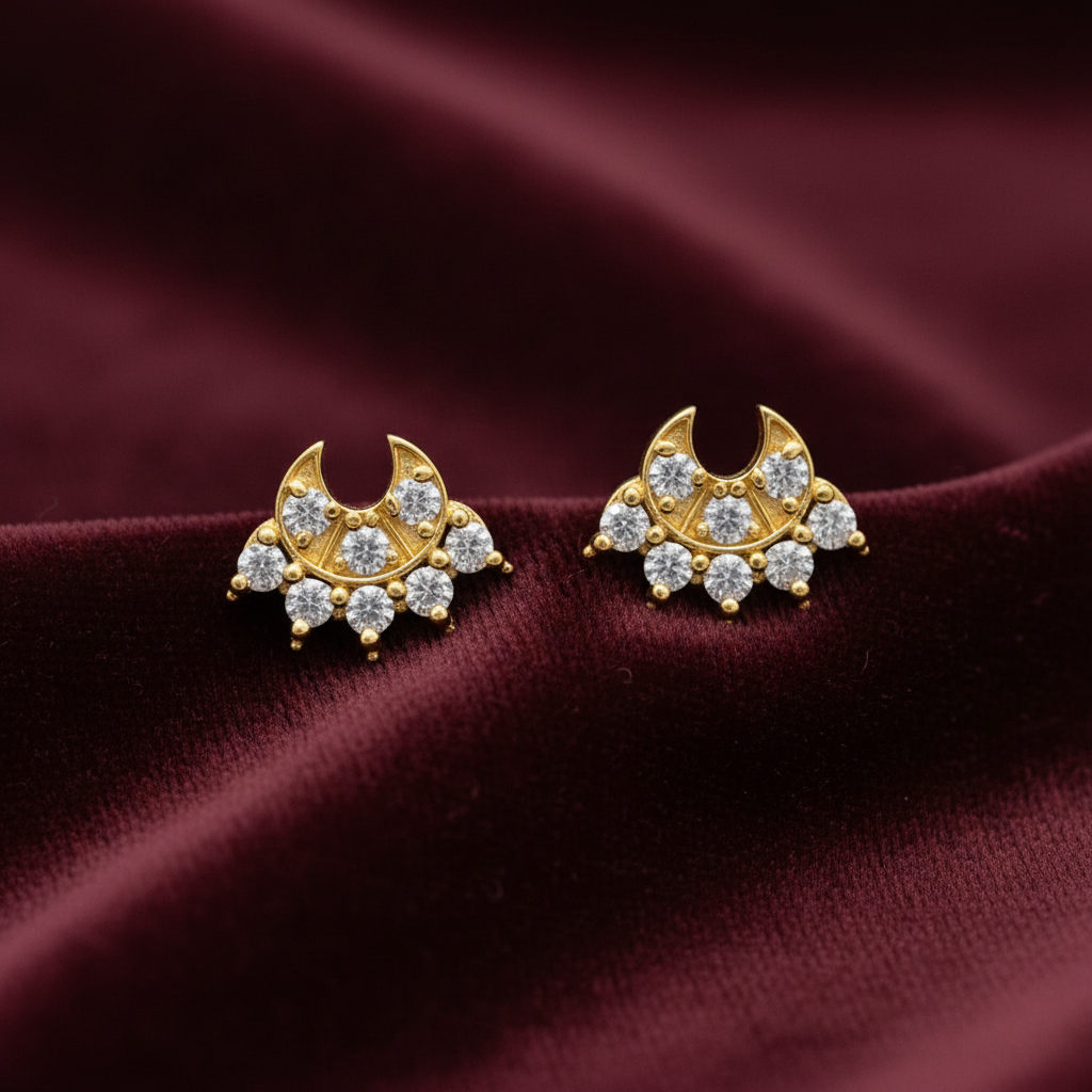 925 Silver Gold Plated Chandbali Studs