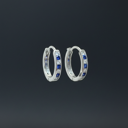 Silver Kids Blue & White Stone Bali Earrings