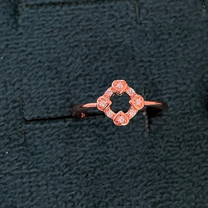 92.5 Silver Rose Gold Plated White CZ Heart Frame Toe Rings
