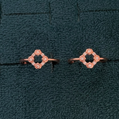 92.5 Silver Rose Gold Plated White CZ Heart Frame Toe Rings