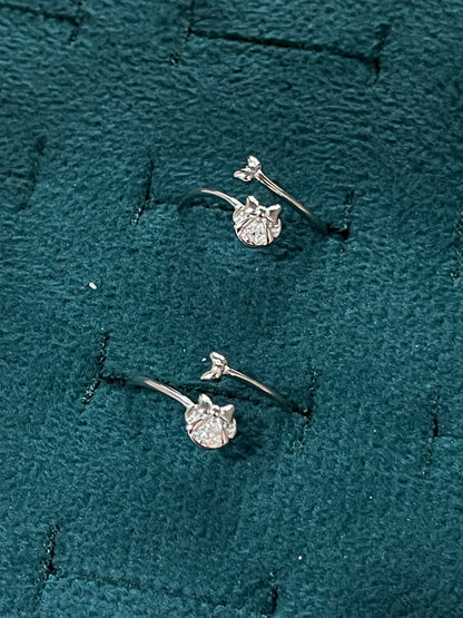 92.5 Silver Toe Rings for Women | Studded Bow Design | Traditional Jewellery