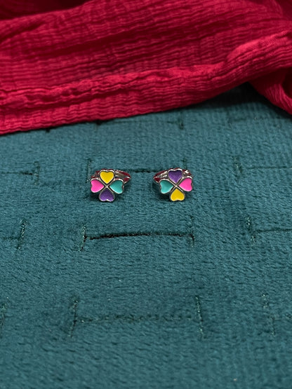 925 Silver Colourful Clover Hoops
