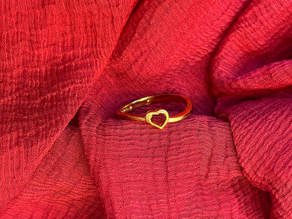 92.5 Silver Gold Plated Minimal Heart Ring for Women Size 11 | Elegant Love Design |Jewellery