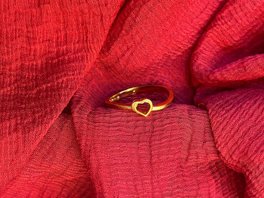 92.5 Silver Gold Plated Minimal Heart Ring for Women Size 11 | Elegant Love Design |Jewellery