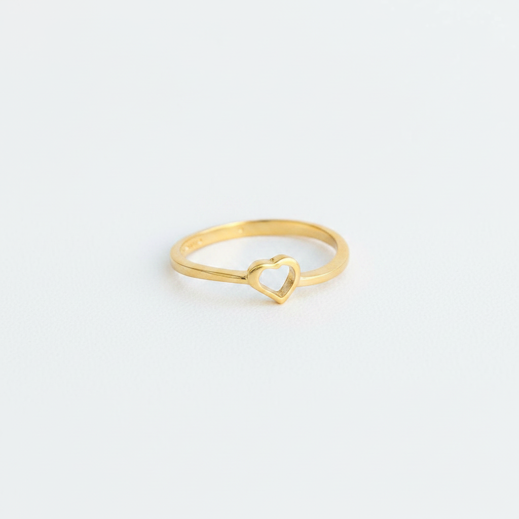 92.5 Silver Gold Plated Minimal Heart Ring for Women Size 11 | Elegant Love Design |Jewellery