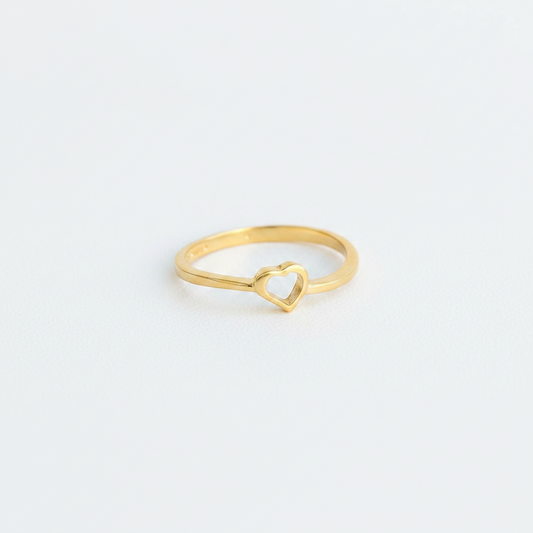 92.5 Silver Gold Plated Minimal Heart Ring for Women Size 11 | Elegant Love Design |Jewellery
