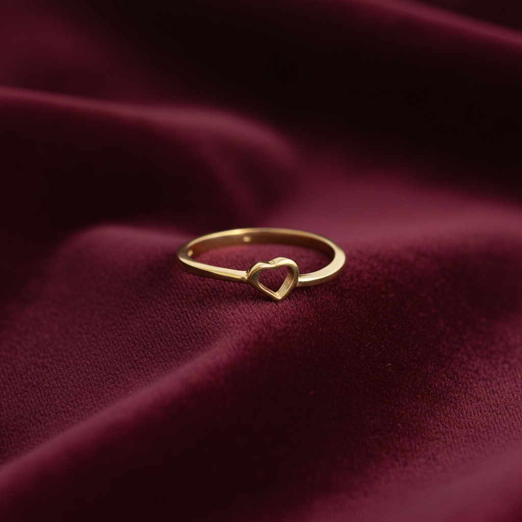 92.5 Silver Gold Plated Minimal Heart Ring for Women Size 11 | Elegant Love Design |Jewellery
