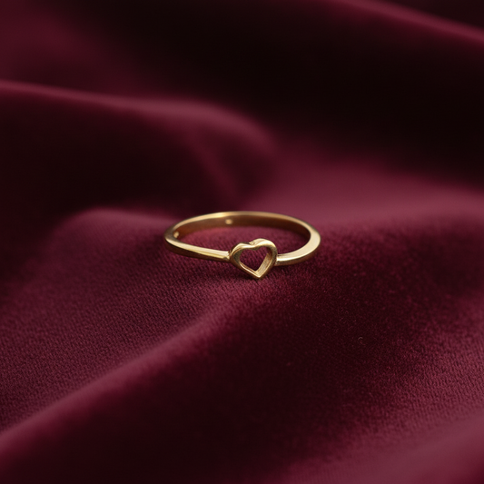 92.5 Silver Gold Plated Minimal Heart Ring for Women Size 11 | Elegant Love Design |Jewellery