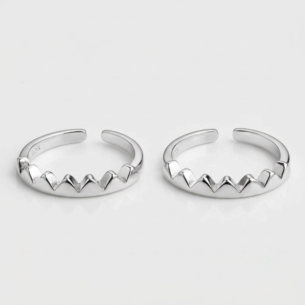 92.5 Silver Zigzag Toe Rings