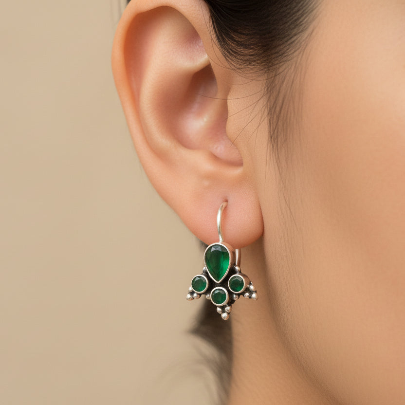 92.5 Silver Oxidised Earrings for Women | Vintage Ethnic Design | Traditional Jewellery