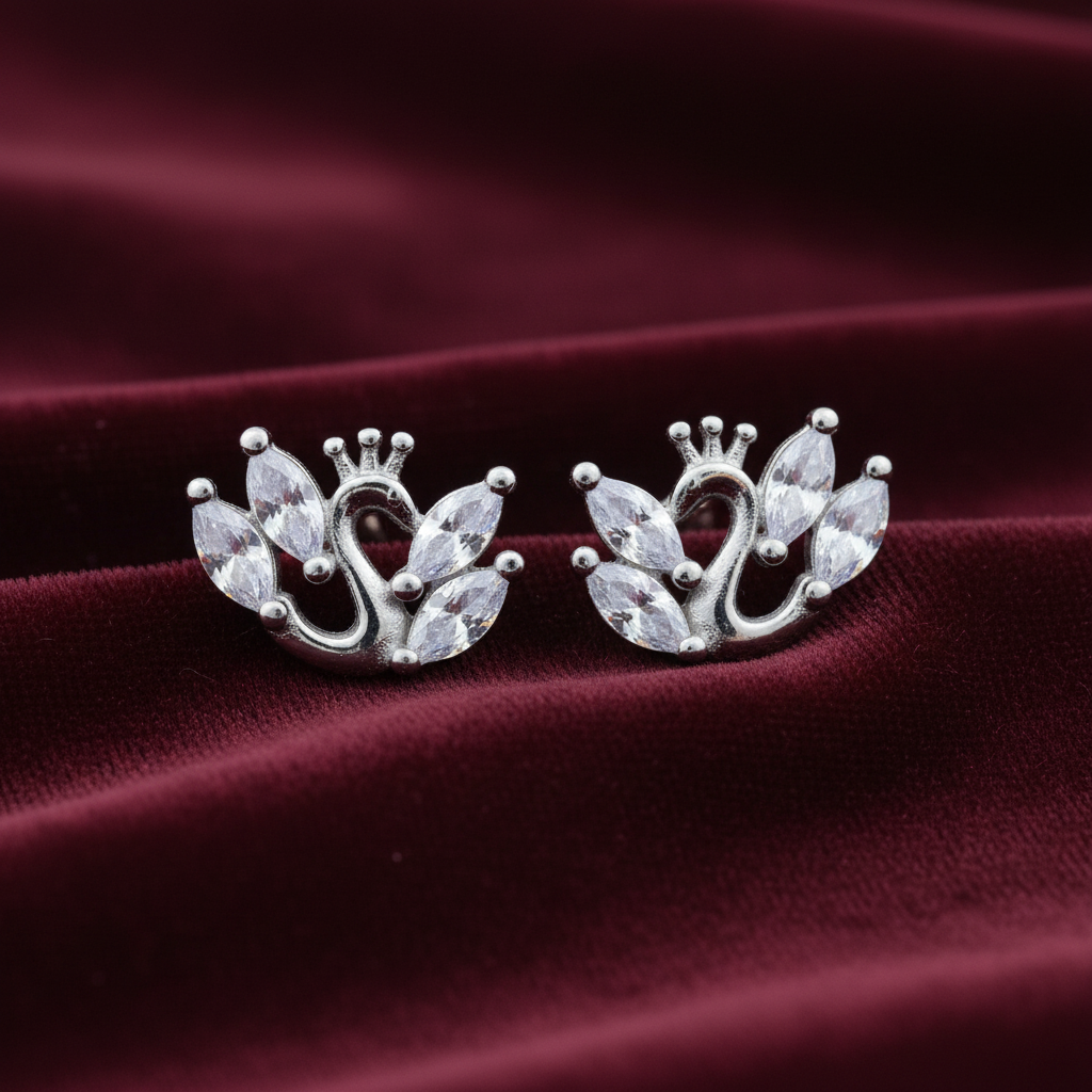 92.5 Silver Swan Earrings for Women | Stylish Elegant Design | Graceful Jewellery