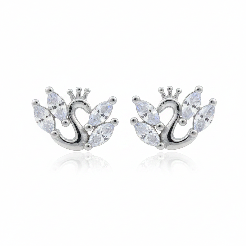 92.5 Silver Swan Earrings for Women | Stylish Elegant Design | Graceful Jewellery