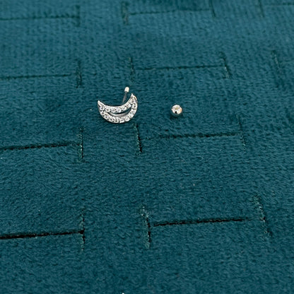 925 Silver Half Moon Studs- Ball  back pair