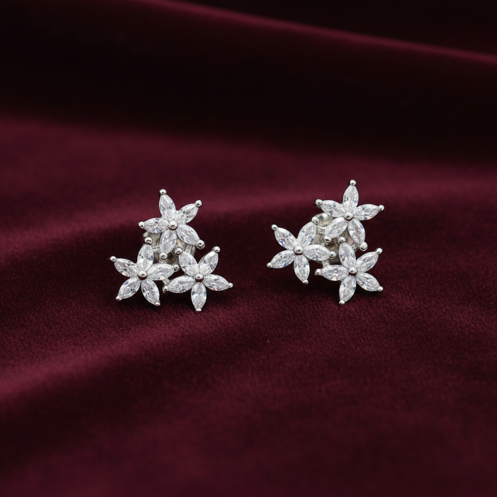 92.5 Silver Star Earrings | Stylish Trendy Design | Elegant Jewellery