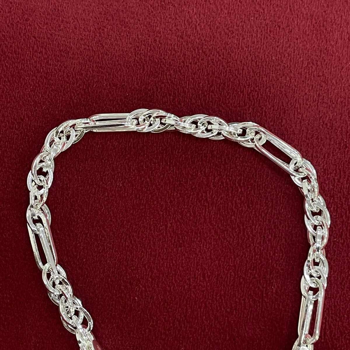 92.5 Silver Figaro Chain Bracelet for Men