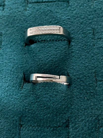 92.5 Silver Double Row Stone Band Couple Rings | Adjustable Classic Design