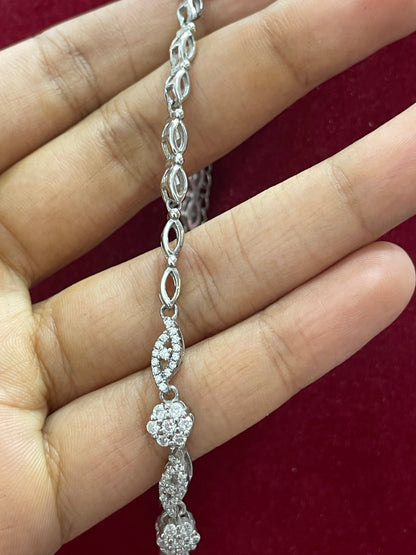 92.5 Silver Classy White Stone Necklace for Women 19 Inches | Elegant Sparkling Design | Premium Jewellery
