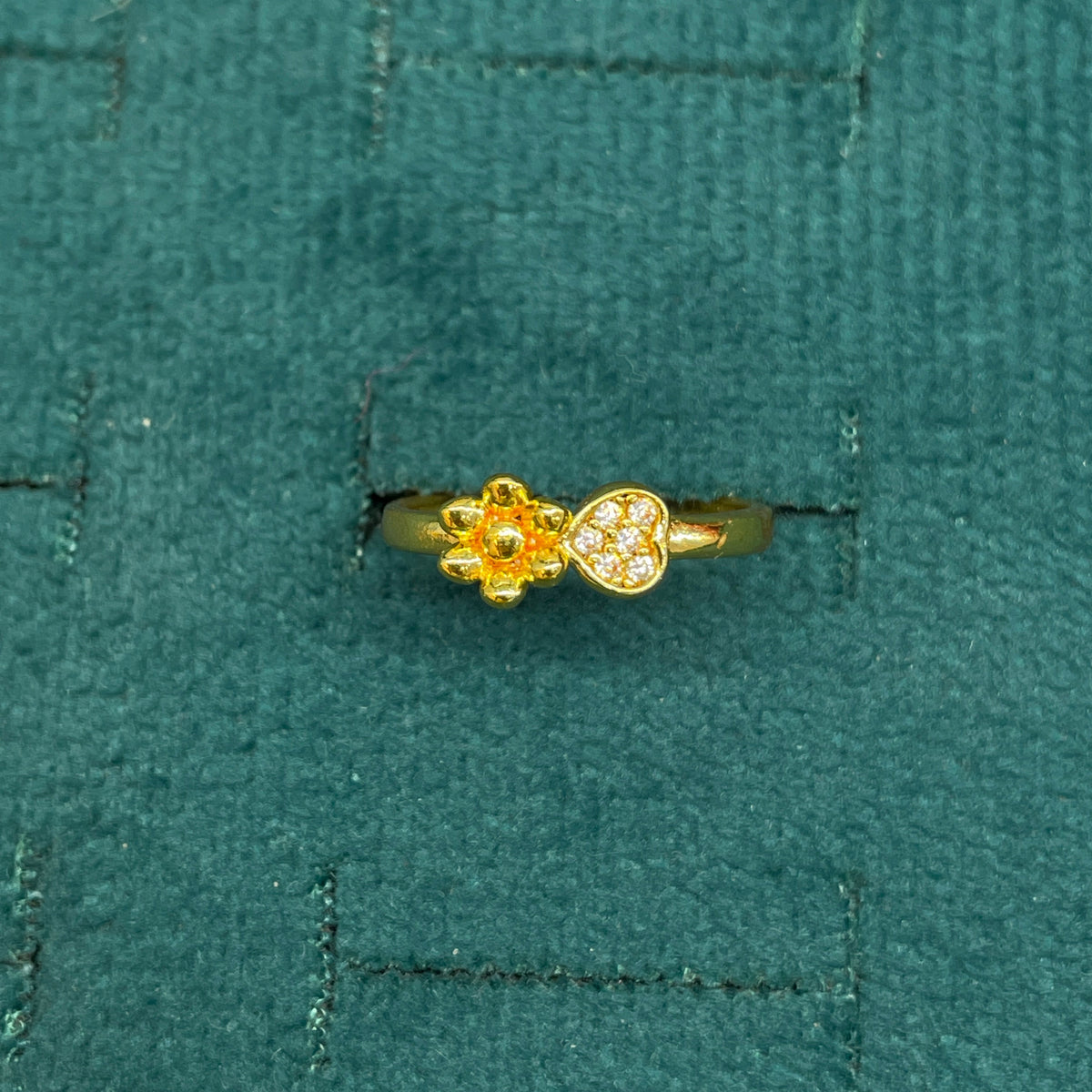 92.5 Silver with Gold Plating Flower Ring for Women
