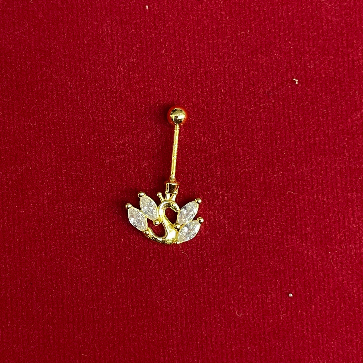 92.5 Silver Gold Plated CZ Swan Piercing Bugadi for Women