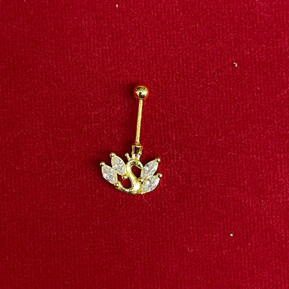 92.5 Silver Gold Plated CZ Swan Piercing Bugadi for Women