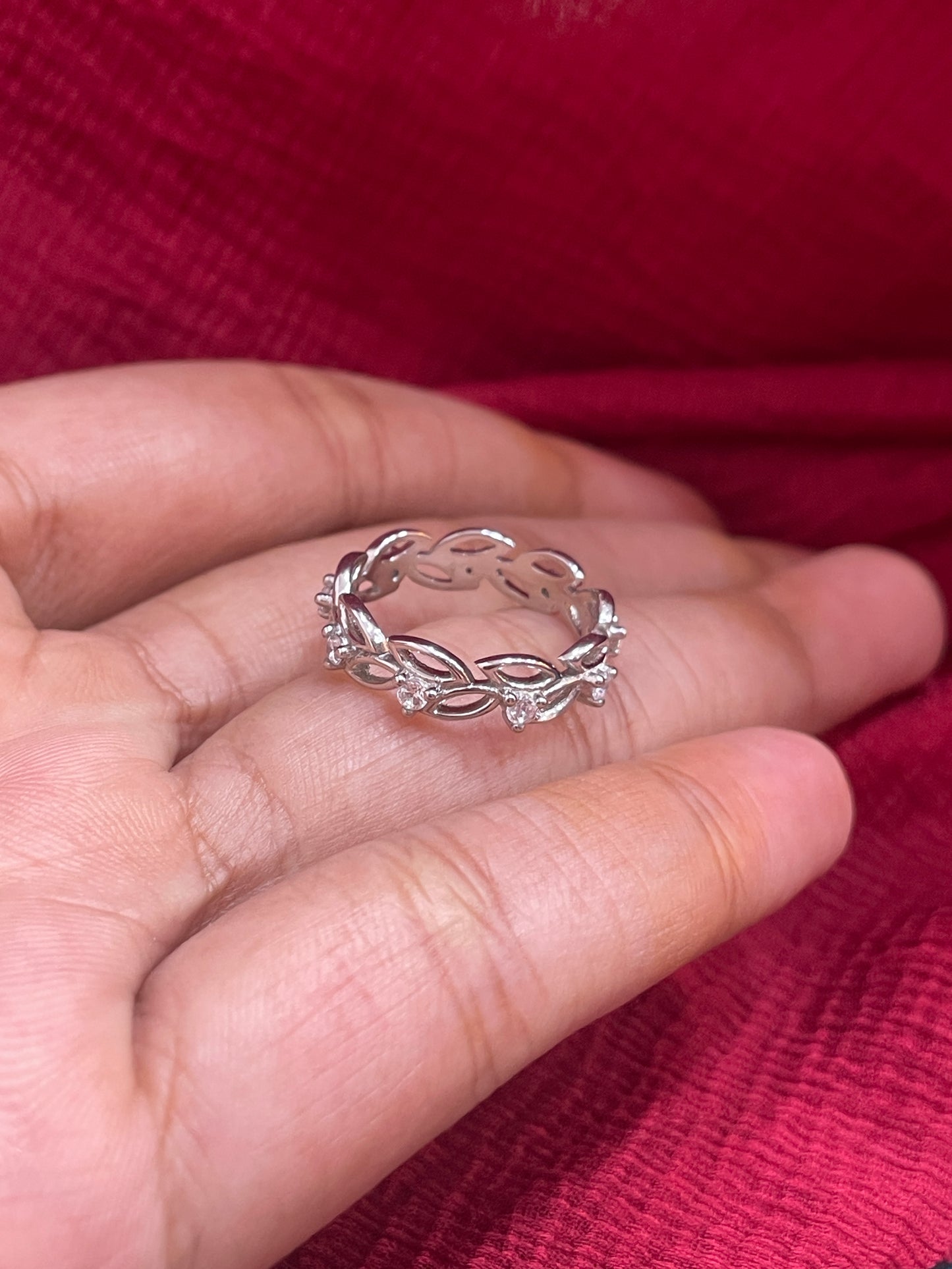 92.5 Silver Leaf Ring for Women Size 11 | Stylish Organic Motif | Elegant Fashion Jewellery