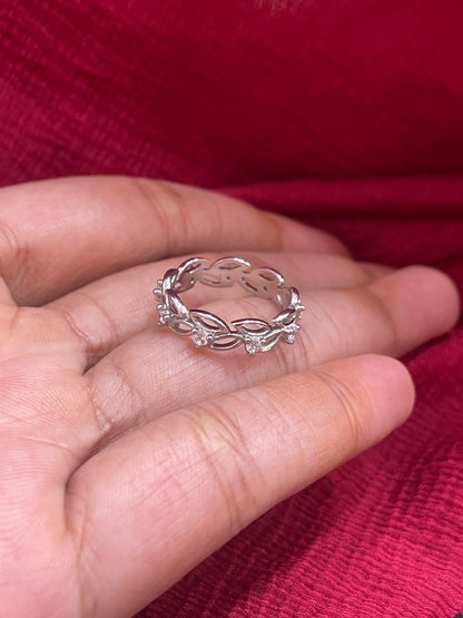 92.5 Silver Leaf Ring for Women Size 11 | Stylish Organic Motif | Elegant Fashion Jewellery