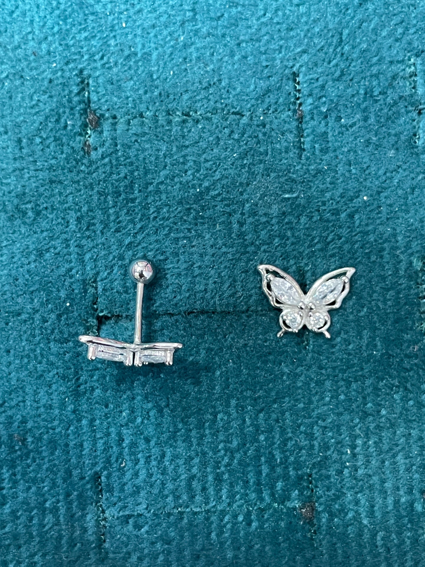 925 Silver Butterfly Stud Earrings | CZ Elegant Daily Wear Earrings with Ball Screw Back