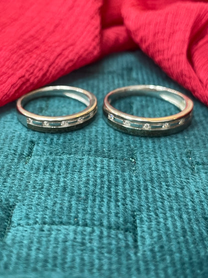 92.5 Silver White Stone Couple Rings for Men Size 21 & Women Size 13 | Stylish Sparkle Design | Elegant Love Jewellery