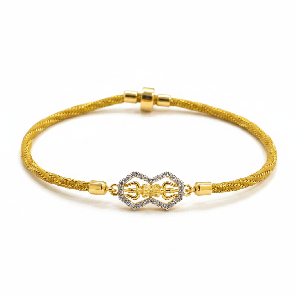 Gold Plated Rakhi for Brother | Decorative Motif Centerpiece with Golden Thread
