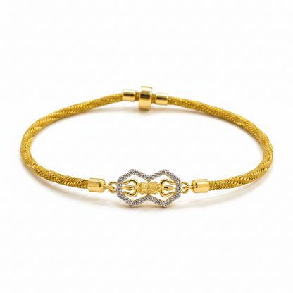 Gold Plated Rakhi for Brother | Decorative Motif Centerpiece with Golden Thread