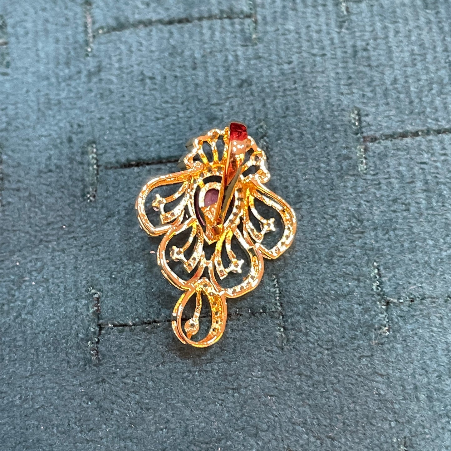 925 Silver Gold-Plated Ruby CZ Pendant