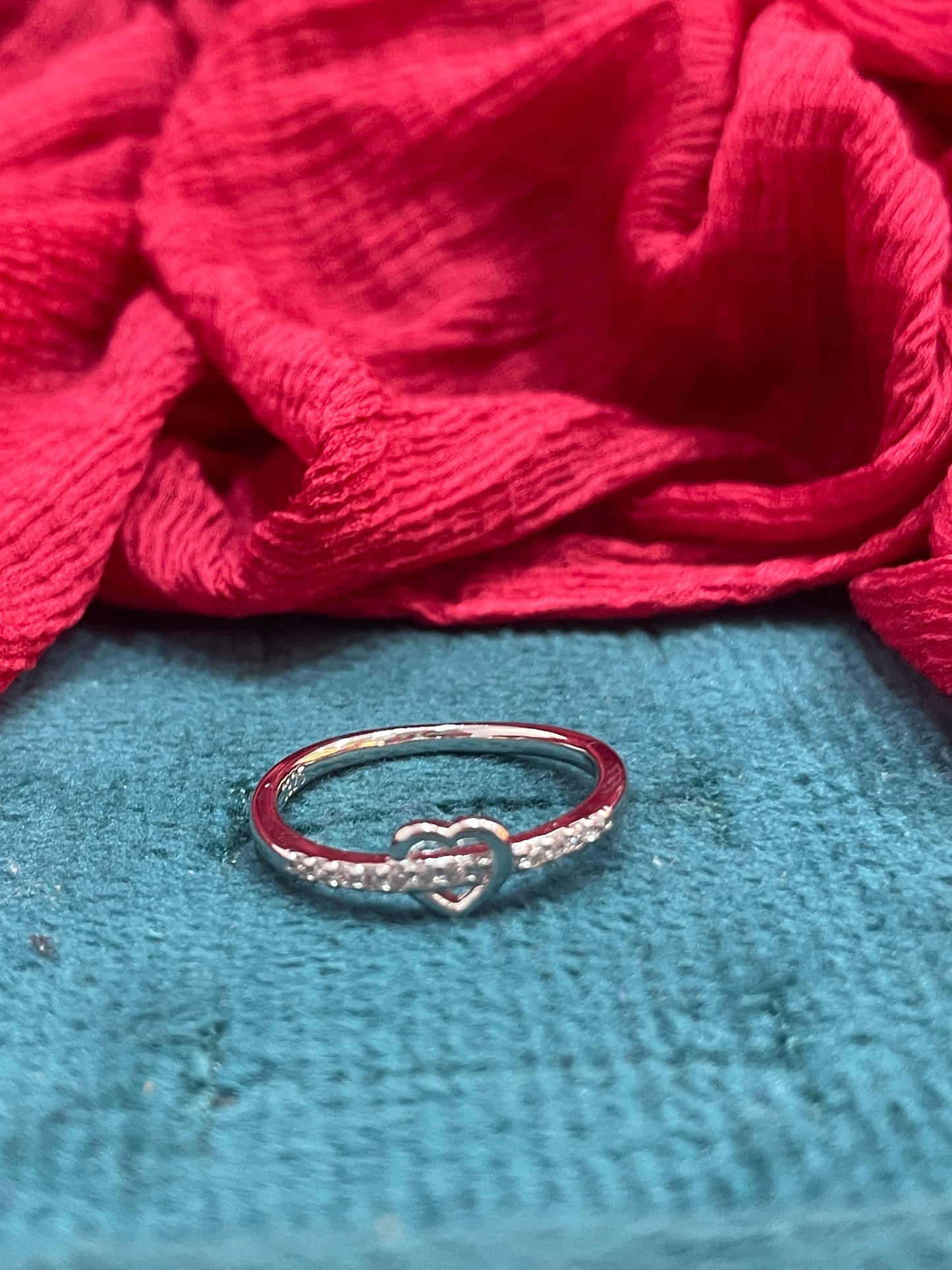 92.5 Silver Heart Ring - Size 9