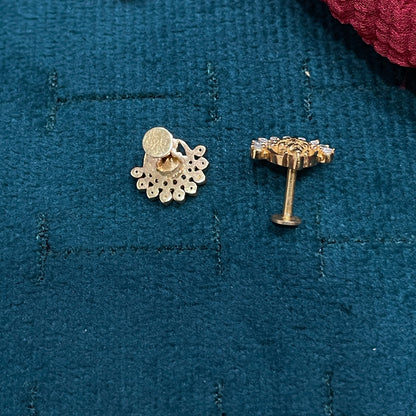 92.5 silver Gold-Plated Lakshmi Temple Stud Earrings
