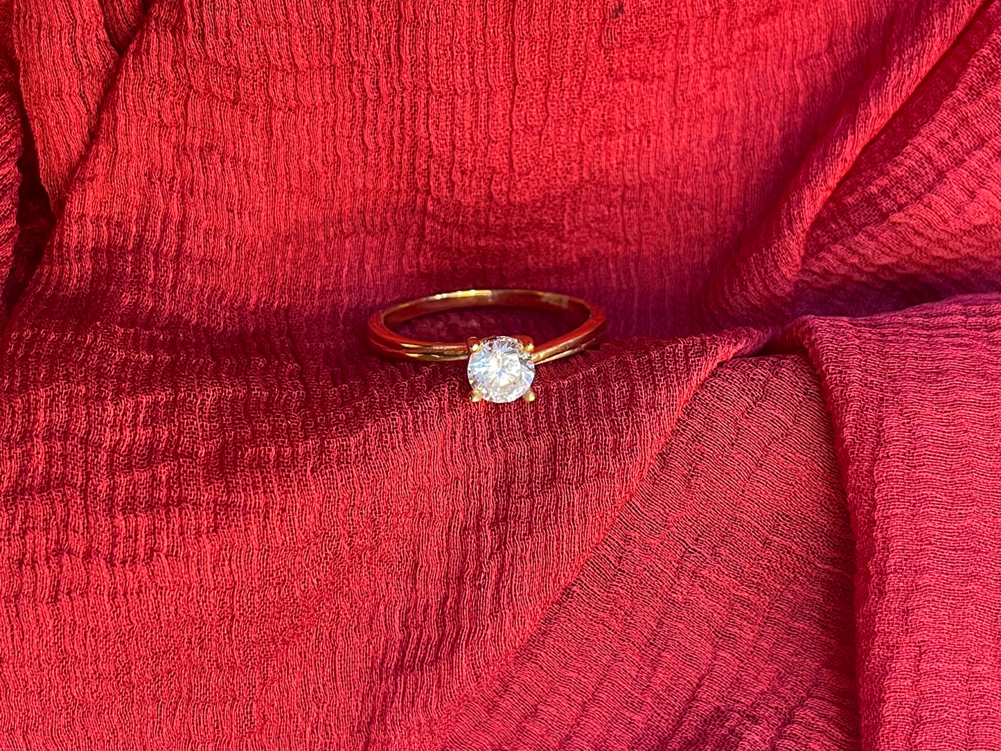 92.5 Silver Gold Plated Minimal White Stone Ring for Women Size 13 | Elegant Jewellery