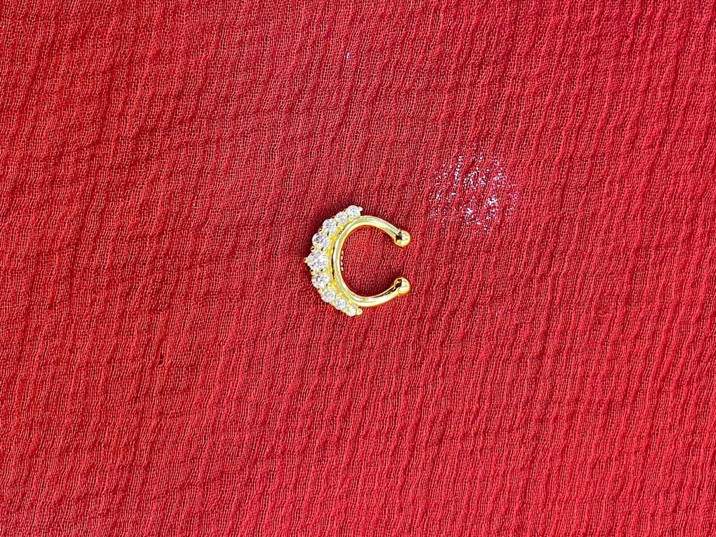 92.5 silver gold plated stylish white stone septum