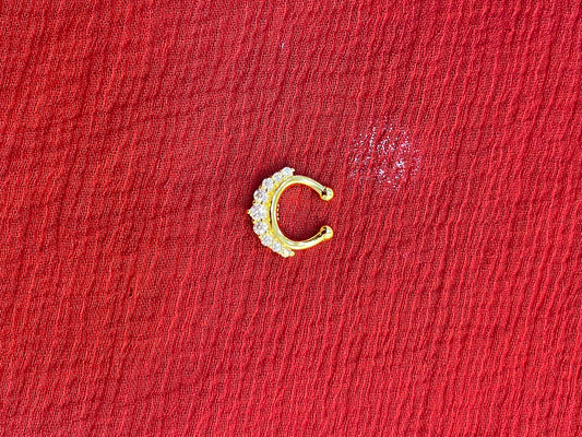 92.5 silver gold plated stylish white stone septum