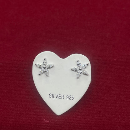 92.5 Sterling Silver Marquise CZ Flower Stud