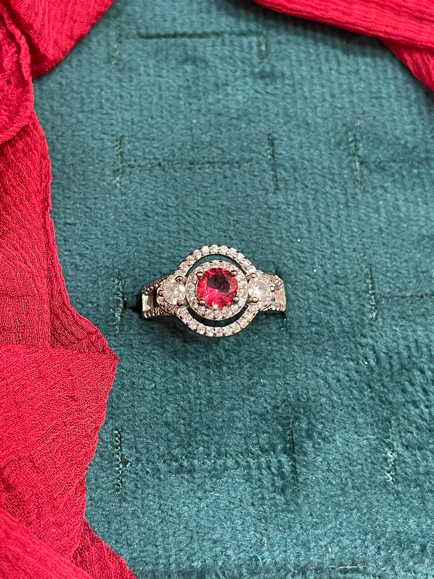 92.5 Silver Red Stone Ring for Women Size 14 | Stylish Elegant Design | Premium Jewellery